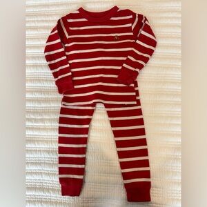 BabyGap Unisex Organic Cotton Red & White Stripe Pajama Set Size 3